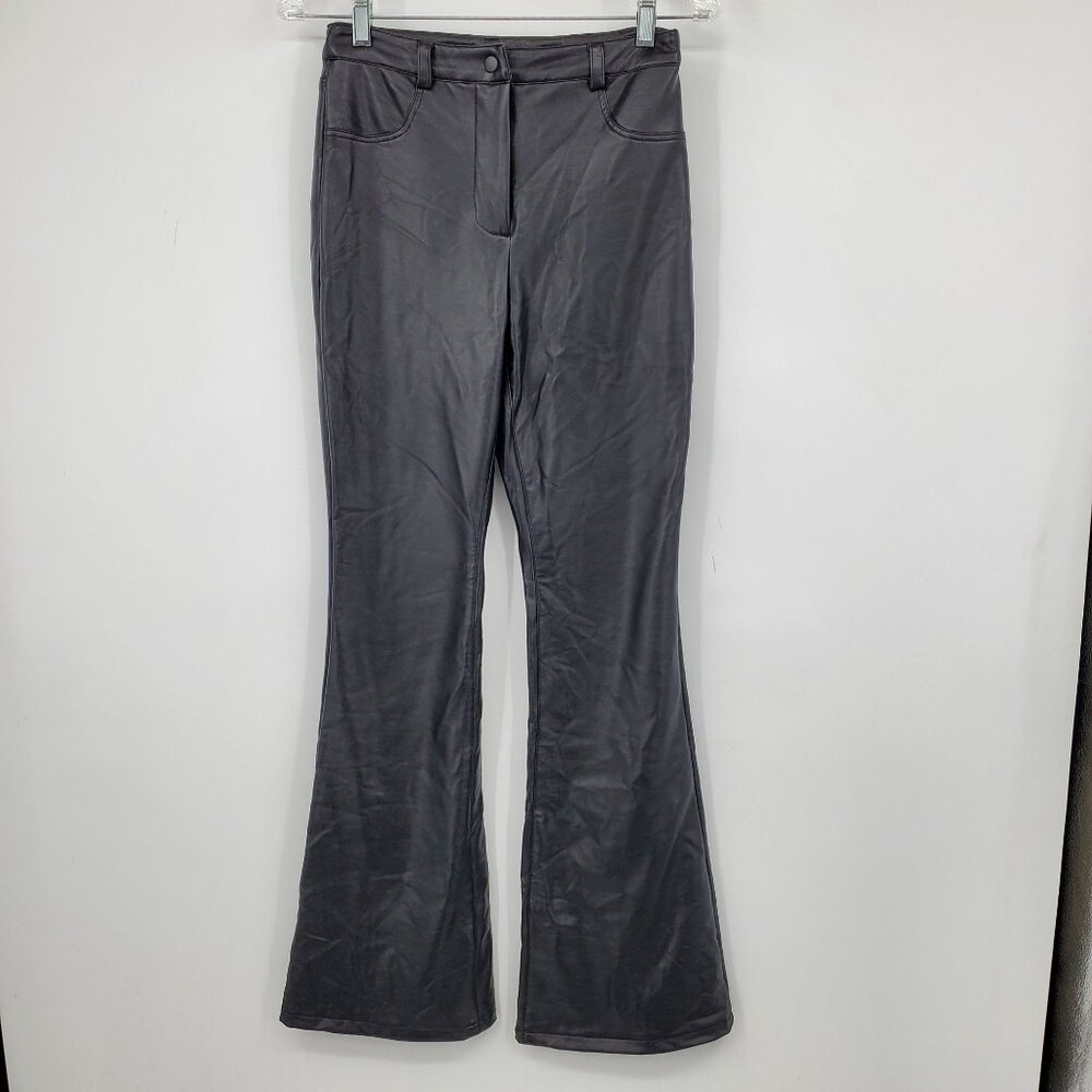 NWT Emory Park Flare Faux Vegan Leather Women's Black Pants‎ Size Small